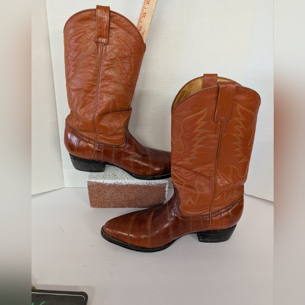 Boots  Men's Cowboy Western Brown Exotic Leather Cowboy Boots Size 11 - Picture 2 of 16